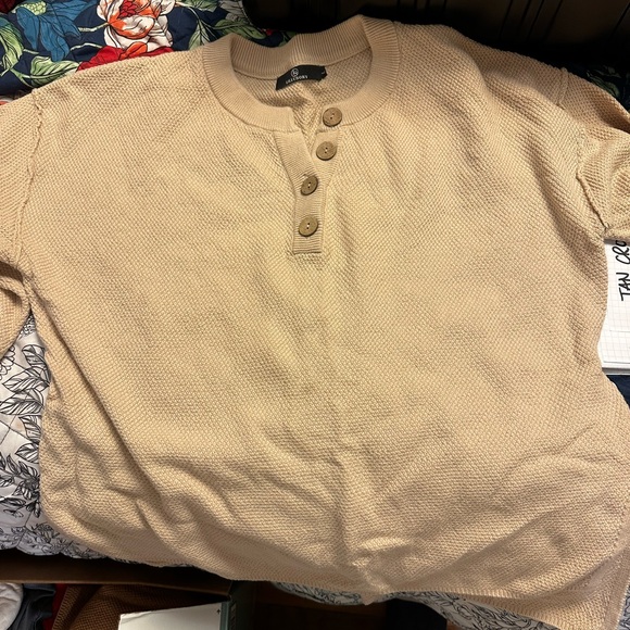 LILLUSORY Sweaters - Stylish Beige Button-Up Sweater